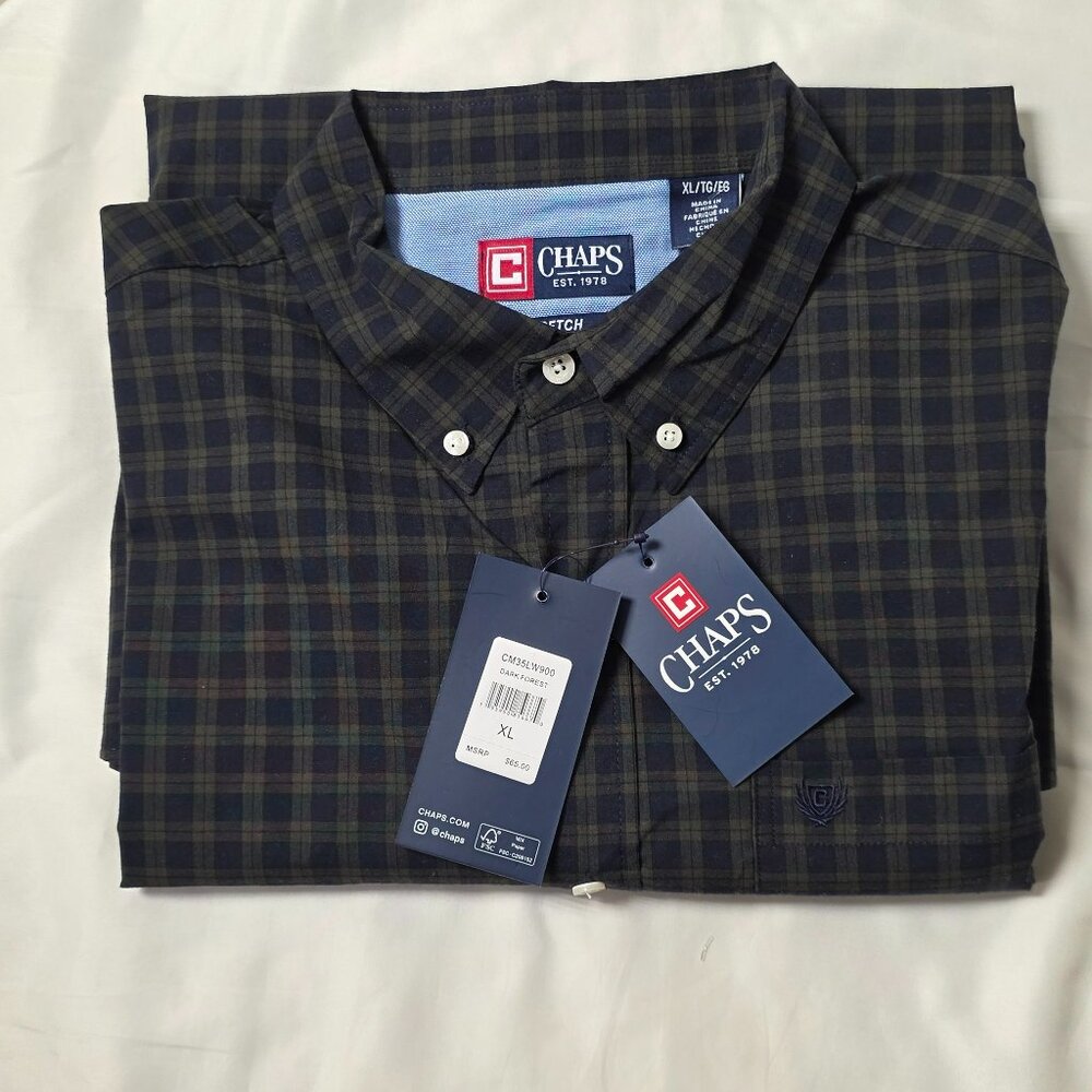 Chaps Ralph Lauren Button Up Long Sleeve Plaid Casual / Work XL NWT